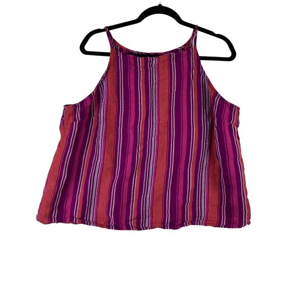 a new day Tops - A New Day Sleeveless Crop Tank Women's XL Linen Rayon Blend Pink Purple Stripe